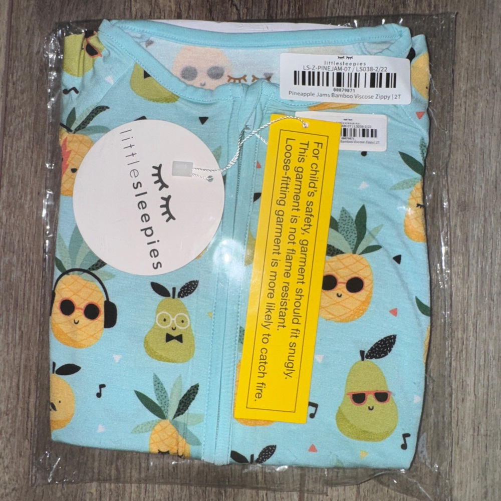 🍍 Little Sleepies Pineapple Jams Pajama Bamboo Zippy PJ 2T NWT 🍐